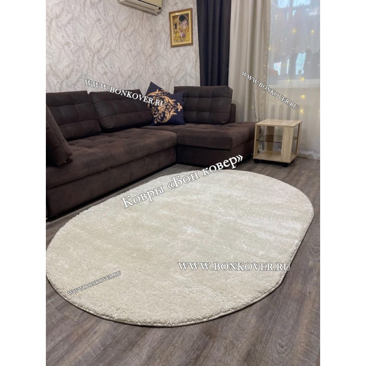Белый Овальный Ковер С Длинным Ворсом